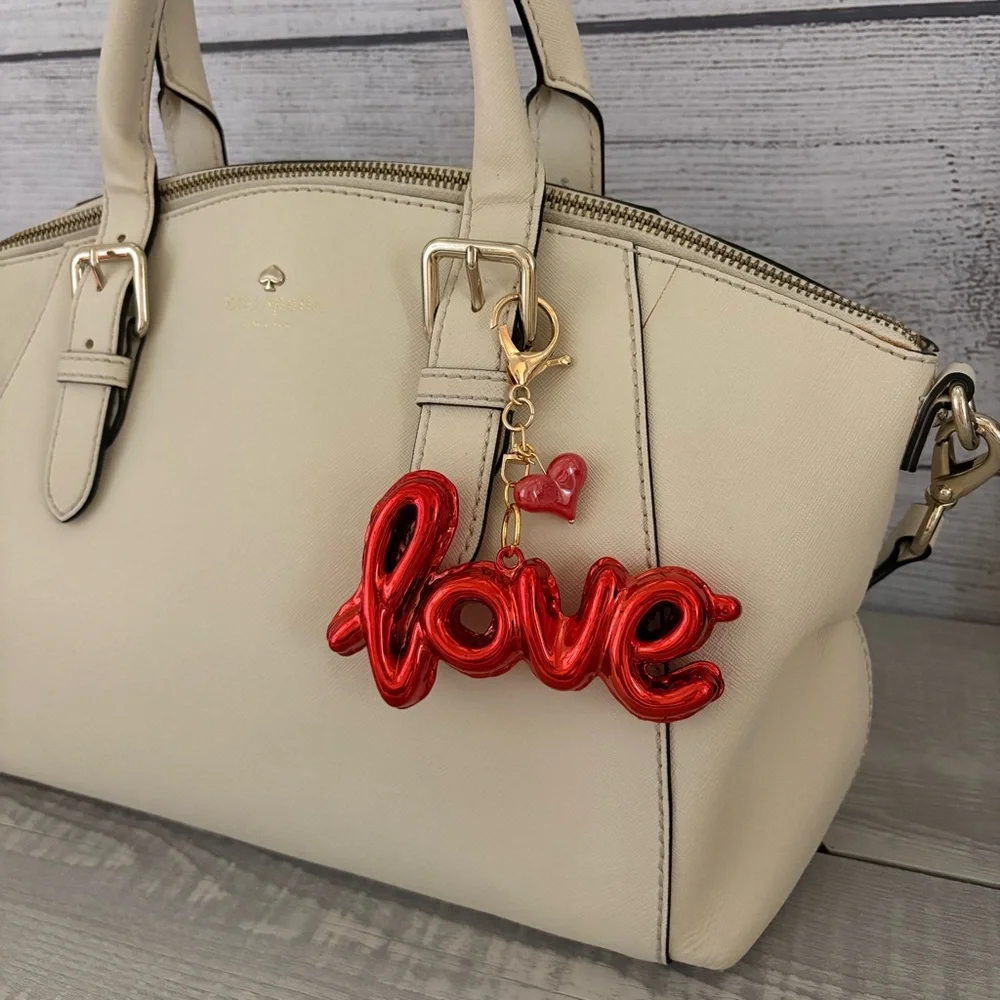 Red “Love” Purse Charm Keychain | Heart Bag Charm | Valentine Accessory Coquette